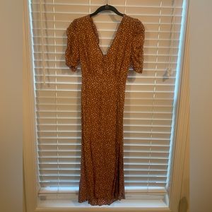 Midi matte pink and white spotted dress from Abercrombie & Fitch